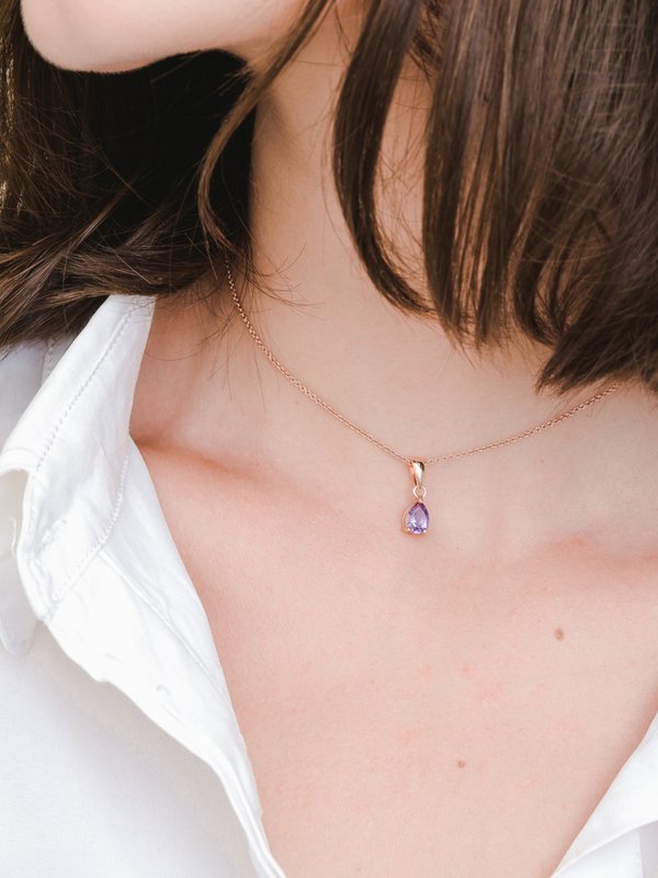 Laura Necklace (Amethyst) - Rose Gold Plated