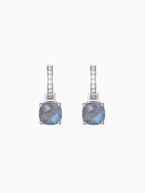 Wylie Earrings (Labradorite) - Rhodium Plated