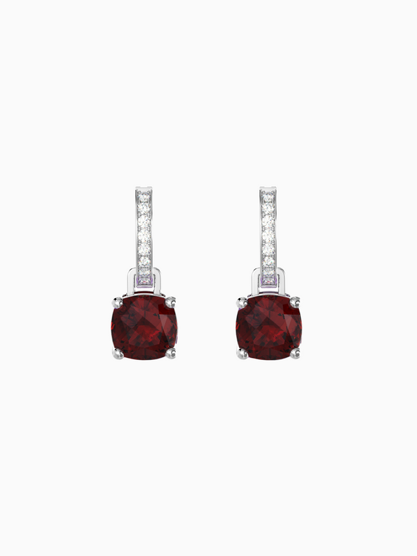 Wylie Earrings (Garnet) - Rhodium Plated
