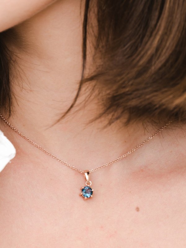 Bianca Necklace (London Blue Topaz) - Rose Gold Plated