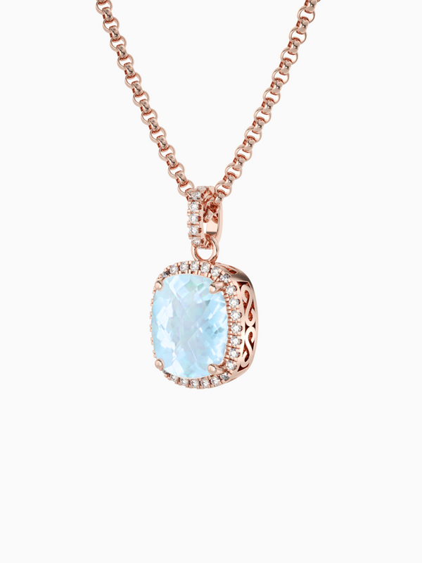 Laria Necklace (Sky Blue Topaz) - Rose Gold Plated