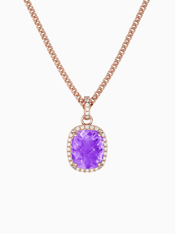 Laria Necklace (Amethyst) - Rose Gold Plated