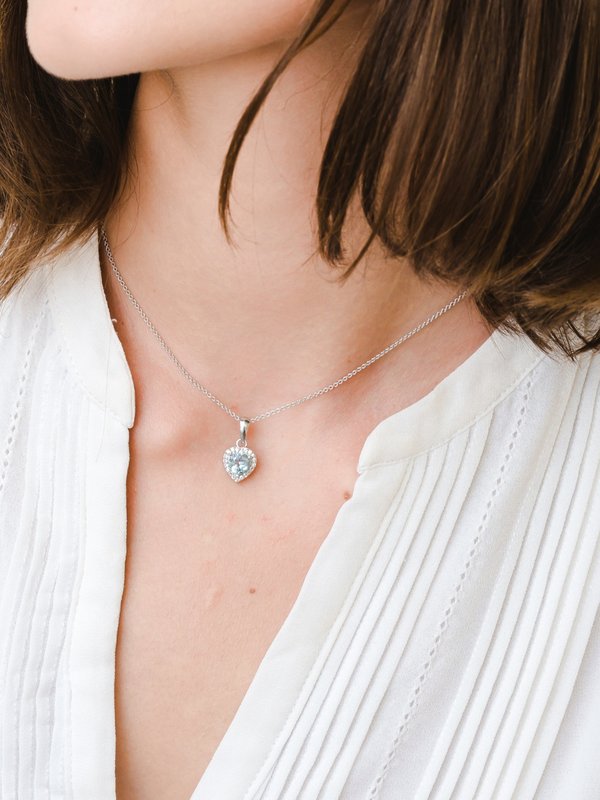 Leanne Necklace (Sky Blue Topaz) - Rhodium Plated