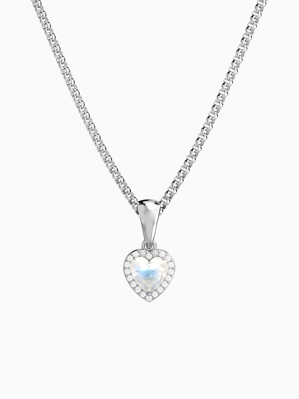 Leanne Necklace (Moonstone) - Rhodium Plated