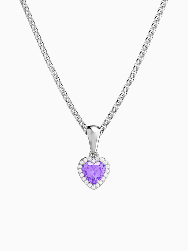 Leanne Necklace (Amethyst) - Rhodium Plated
