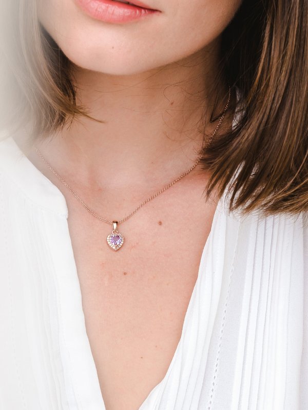 Leanne Necklace (Amethyst) - Rose Gold Plated