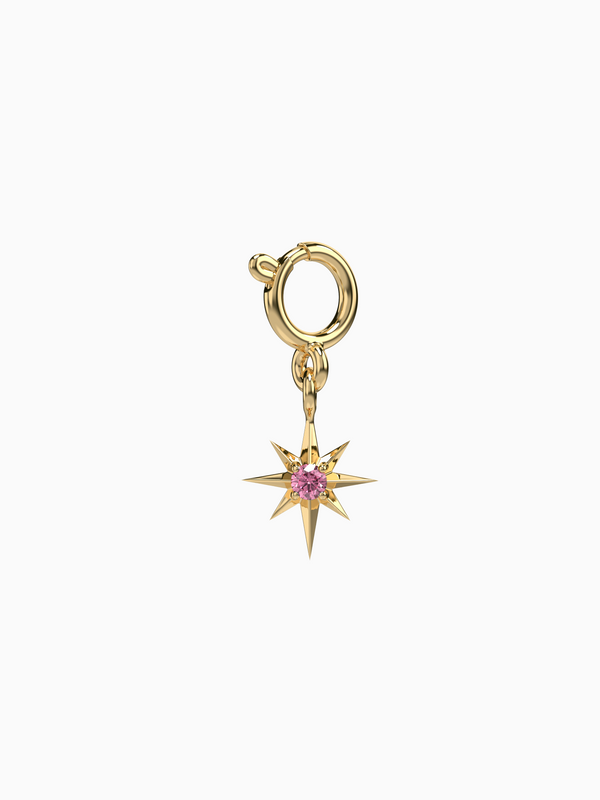 Star Charm (Pink Sapphire) - Yellow Gold Plated