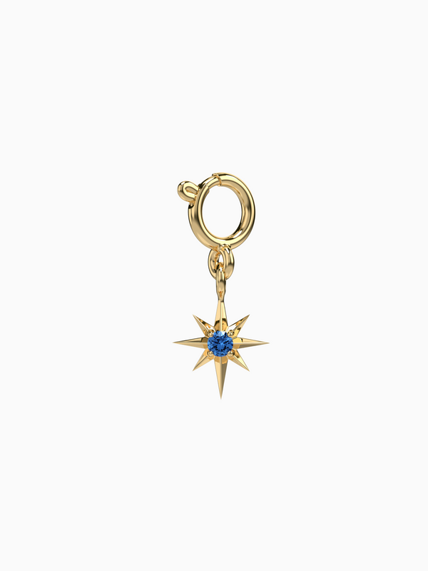 Star Charm (Blue Sapphire) - Yellow Gold Plated