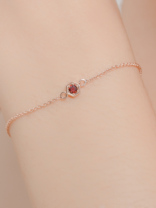 Fleur Bracelet (Garnet) - Rose Gold Plated