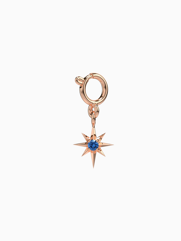 Star Charm (Blue Sapphire) - Rose Gold Plated