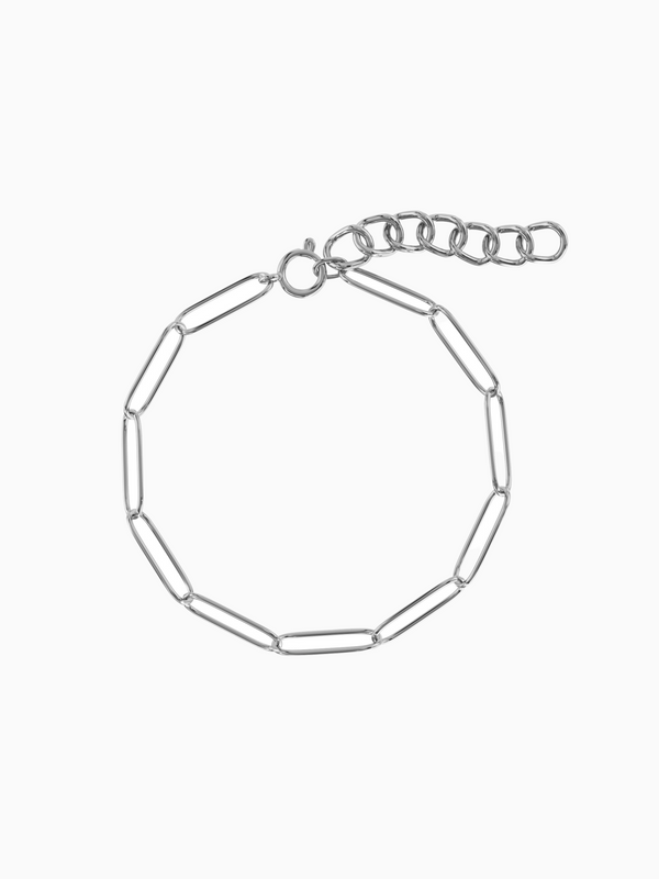 Mabel Link Thick Bracelet - Rhodium Plated