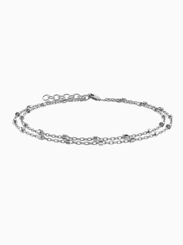 Mira Double Chain Bracelet - Rhodium Plated