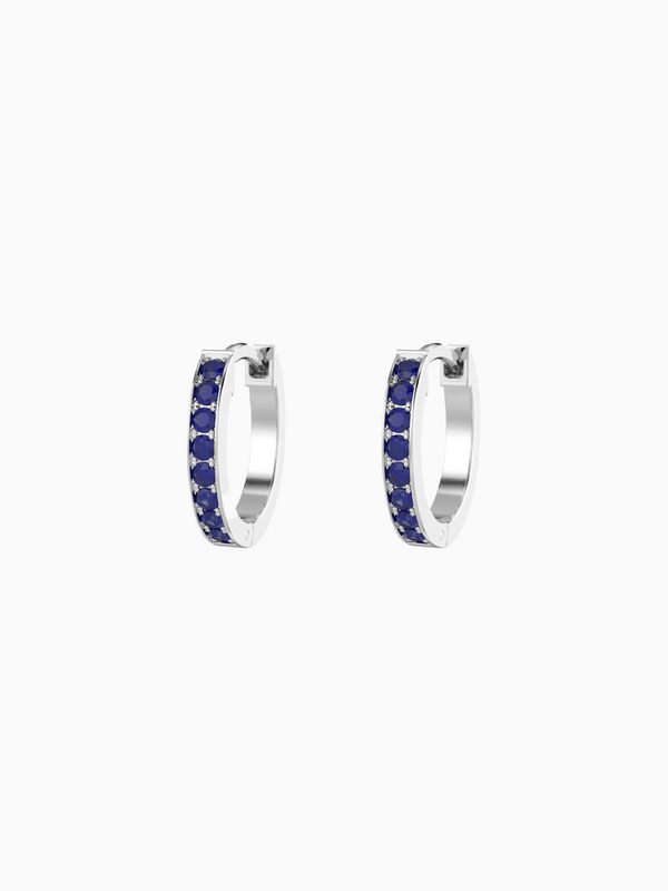 Winnie Earrings (Blue Sapphire) - Rhodium Plated