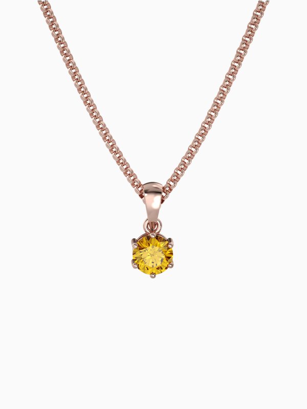 Bianca Necklace (Citrine) - Rose Gold Plated