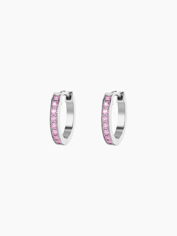 Winnie Earrings (Pink Sapphire) - Rhodium Plated
