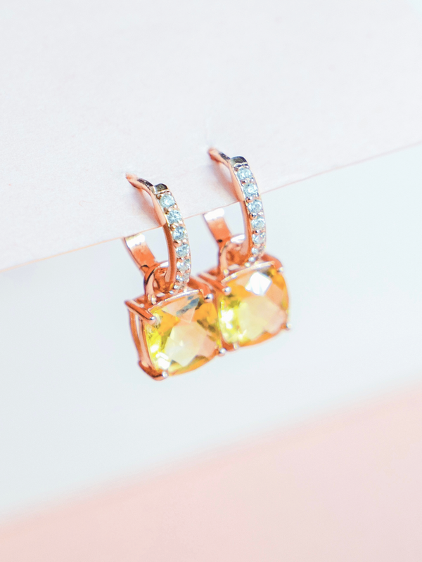 Wylie Earrings (Citrine) - Rose Gold Plated