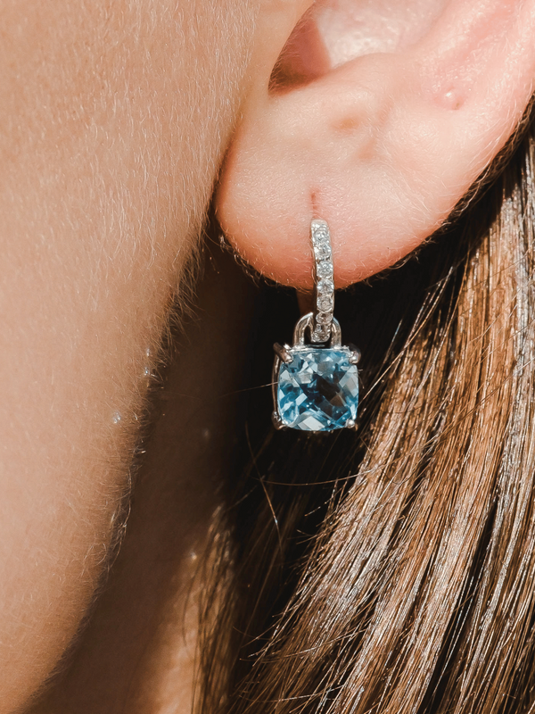 Wylie Earrings (Sky Blue Topaz) - Rhodium Plated