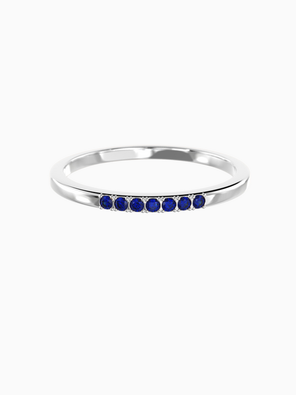 Esther Ring (Blue Sapphire) - Rhodium Plated