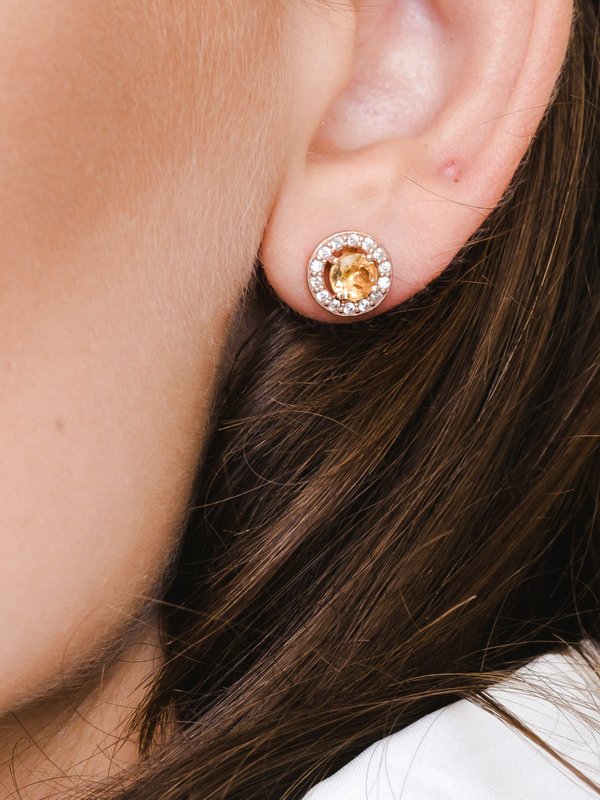 Lydia Earring (Citrine) - Rose Gold Plated