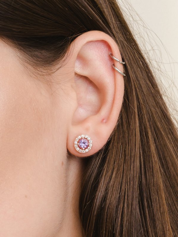 Lydia Earring (Amethyst) - Rose Gold Plated