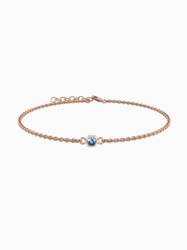 Fleur Bracelet (London Blue Topaz) - Rose Gold Plated