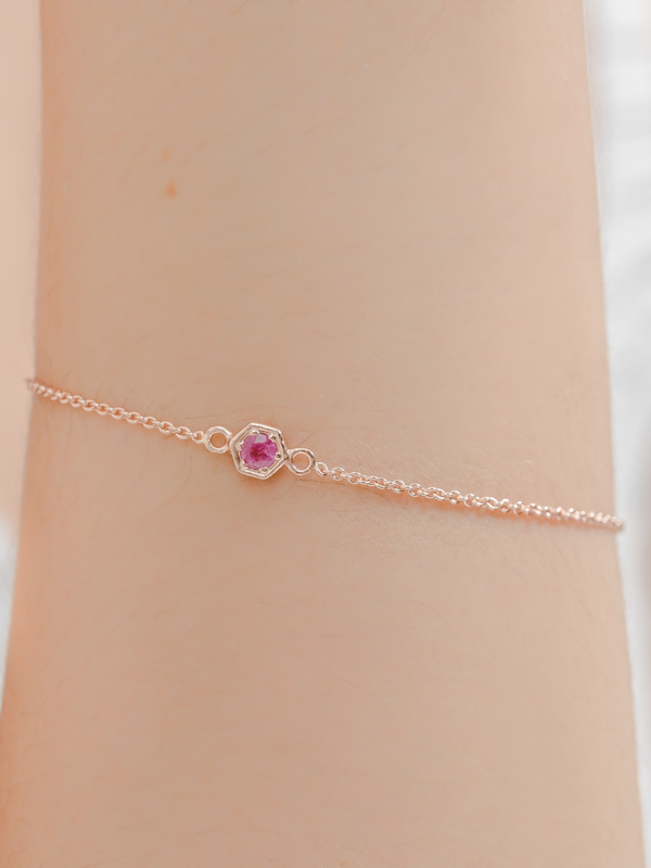 Fleur Bracelet (Pink Tourmaline) - Rose Gold Plated