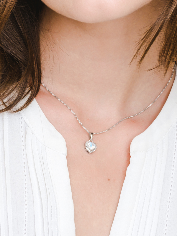 Leanne Necklace (Moonstone) - Rhodium Plated