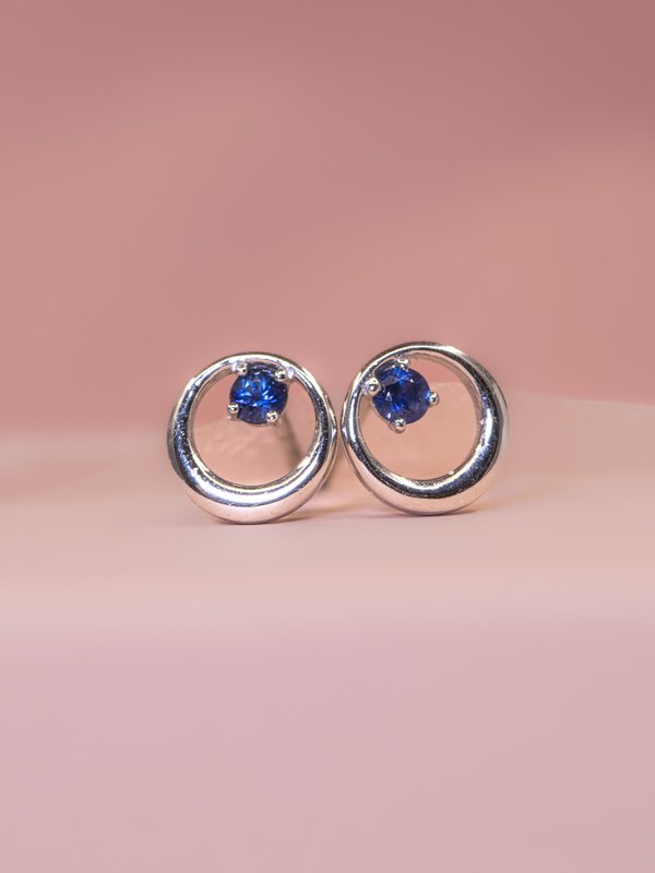 Sapphire Circle Earrings