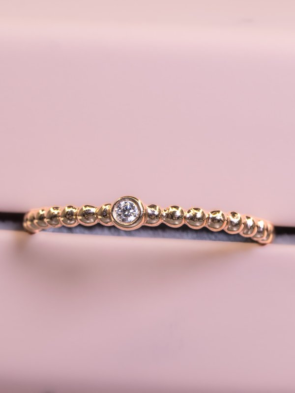 Daphne Diamond Beaded Ring - 18K Rose Gold