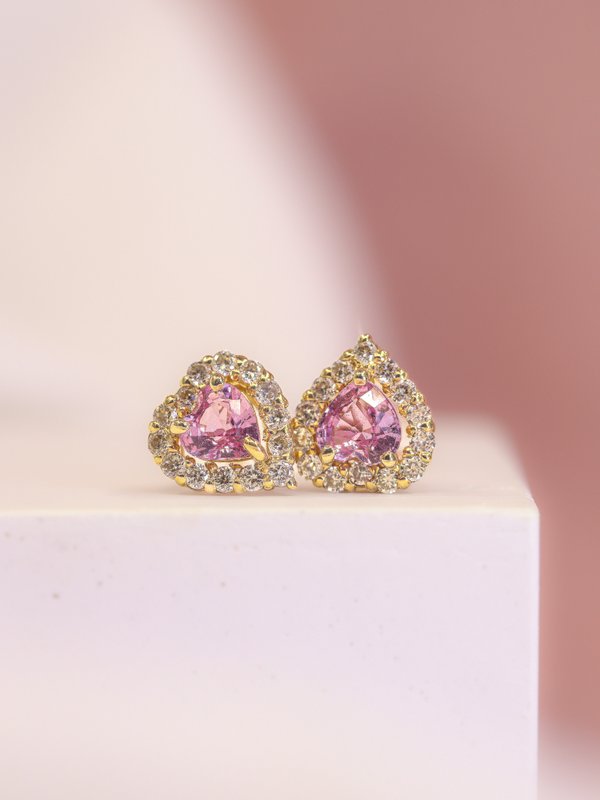 Heart Pink Sapphire Earrings