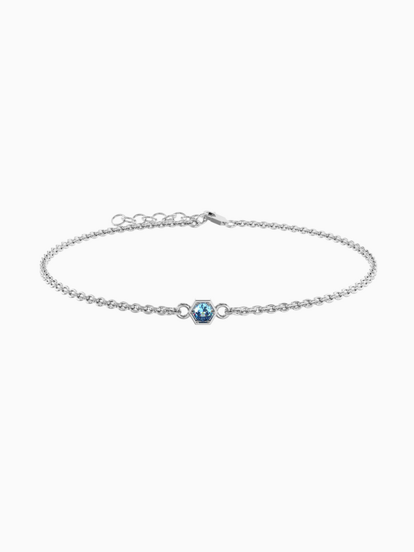 Fleur Bracelet (London Blue Topaz) - Rhodium Plated