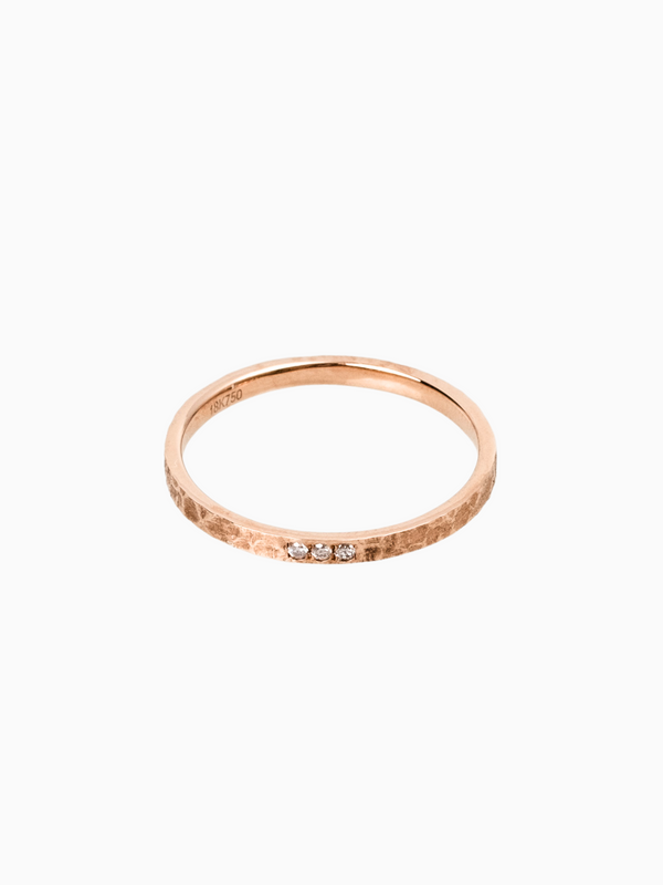 Althea Trio Hammered Diamond Band - 18K Rose Gold