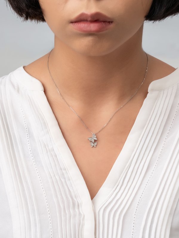 Bethany Butterfly Diamond Necklace - 18K White Gold