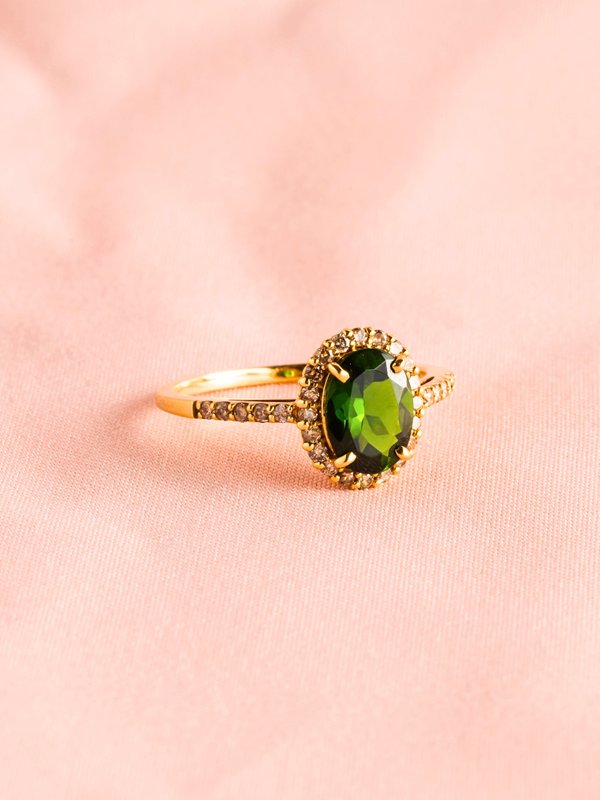Hailey Ring - Chrome Diopside - 18k Yellow Gold