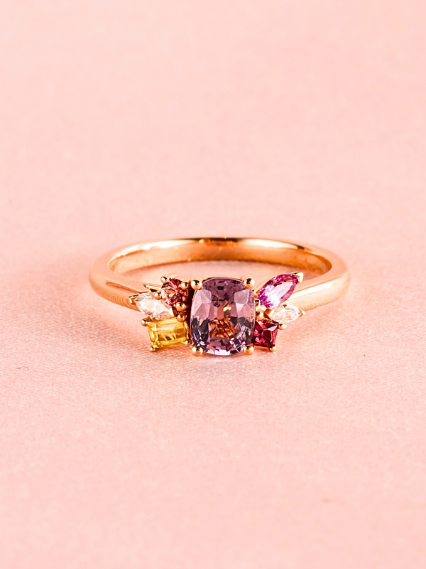 Sarah Ring - Spinel & Moissanite - 18K Rose Gold