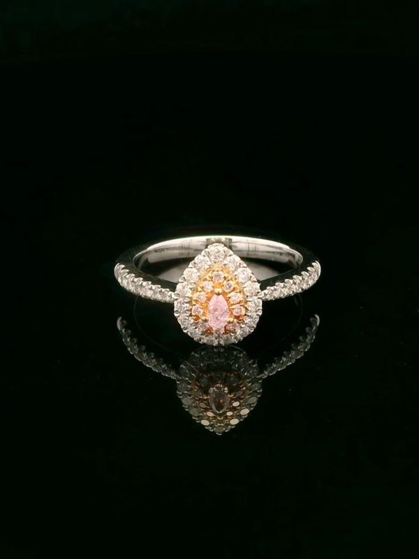 Pink Diamond (Fancy Light Pinkish Purple Diamond) Ring - 18K RoseGold & Platinum