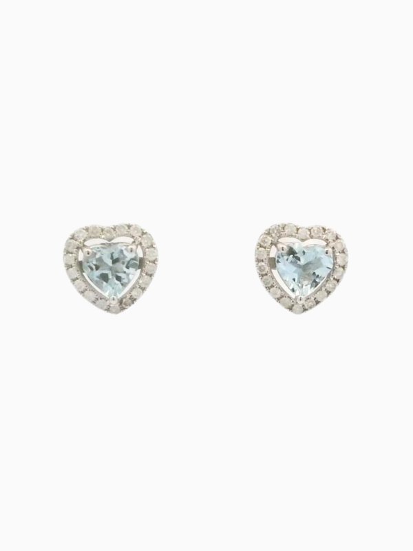 Small Heart Aquamarine Earrings