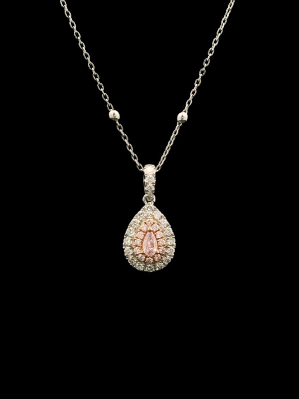 Pink Diamond (Fancy Light Pinkish Purple) Necklace - 18K Gold & Platinum