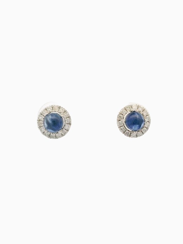 Blue Sapphire Earrings with Halo Design
