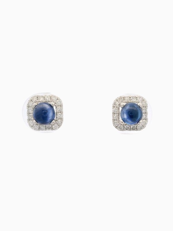 Blue Sapphire Earrings with Halo Design