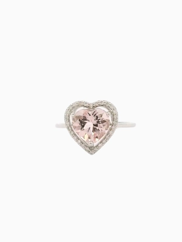 Heart Morganite Ring 18K White Gold