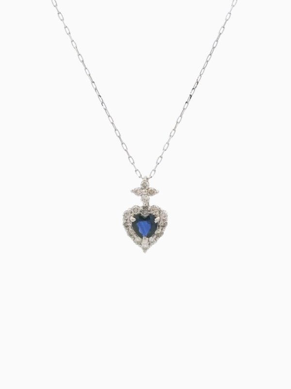 Heart Sapphire Necklace - Platinum