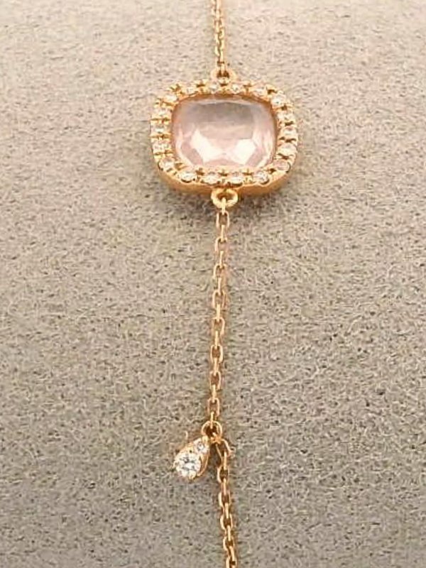 1.02 ct Rose Quartz w/ Dia Bracelet