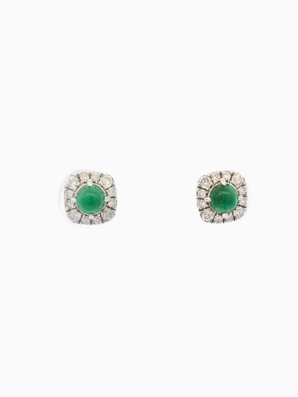 Emerald Earrings with Halo Design