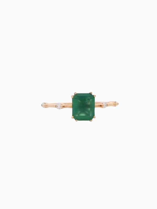 Green Onyx Diamond Ring - 18K Rose Gold