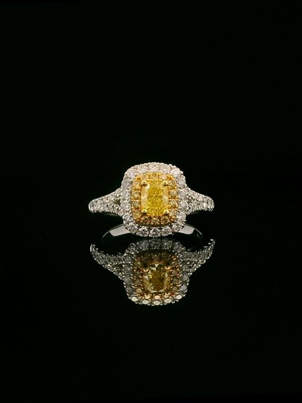 Yellow Diamond Ring - 18K Yellow Gold & Platinum