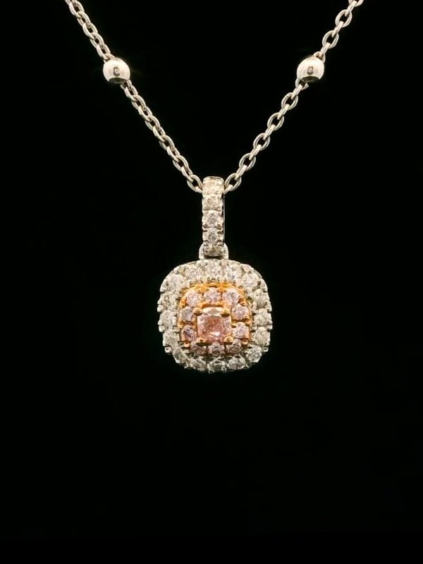 Pink Diamond (Fancy Light Pink) Necklace - 18K Rose Gold & Platinum