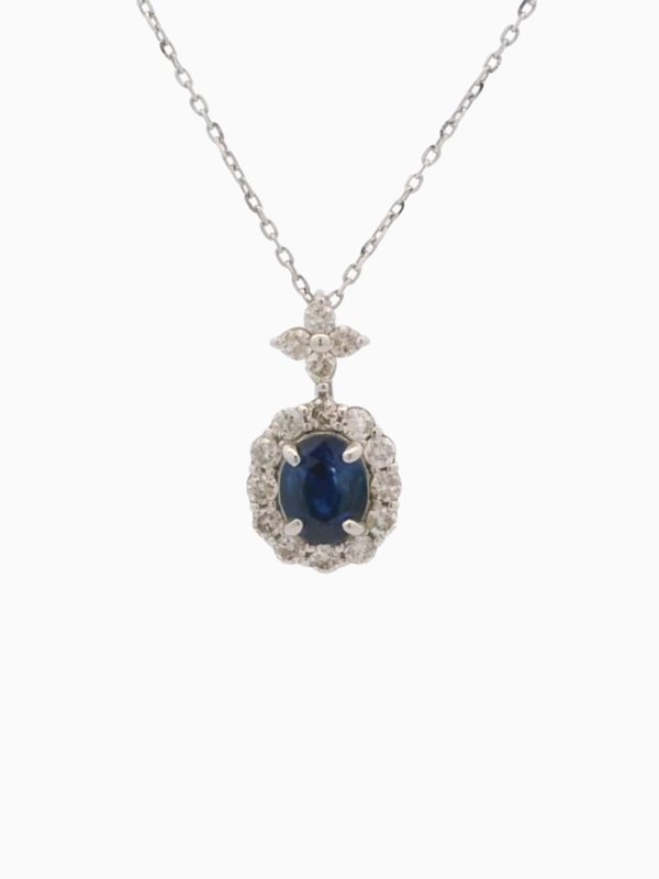 Oriea Oval Sapphire Necklace - Platinum