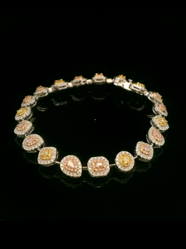 Fancy Diamond Bracelet - 18K Gold & Platinum