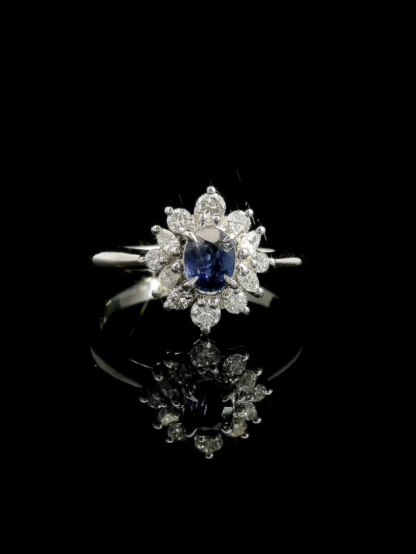 Sapphire Starburst Ring - Platinum